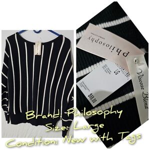 Philosophy Black and White Striped Sweater
